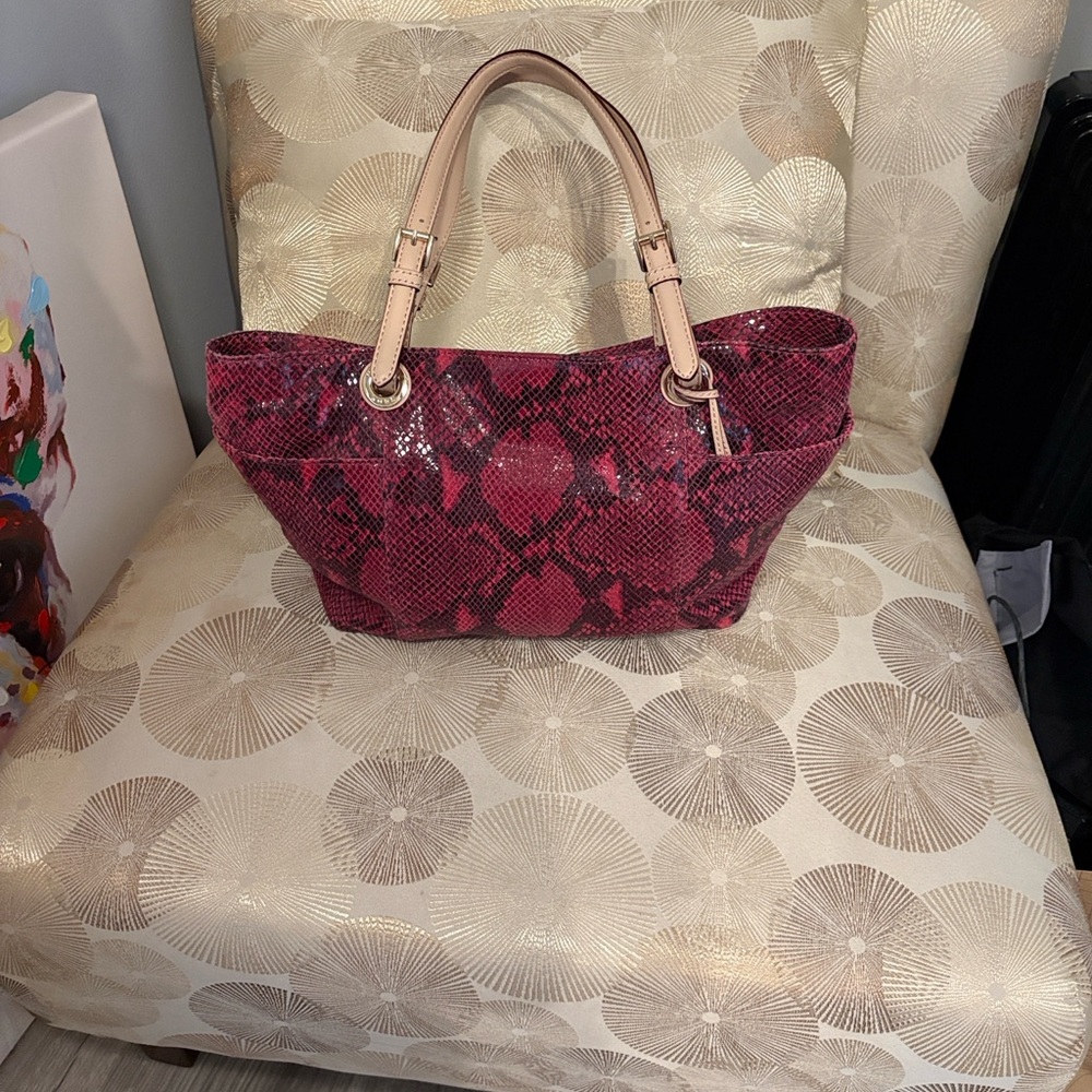 MICHAEL Michael Kors Fuchsia Snake Print Tote